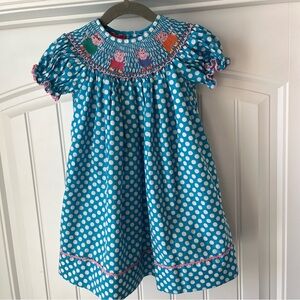 Peppa Pig Blue Polka Dot Girls Smocked Dress 24 months Claire and Charlie